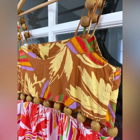 FARM RIO Embellished Cutout Printed Cotton-poplin Midi Dress - Size M - Picture 11 of 11